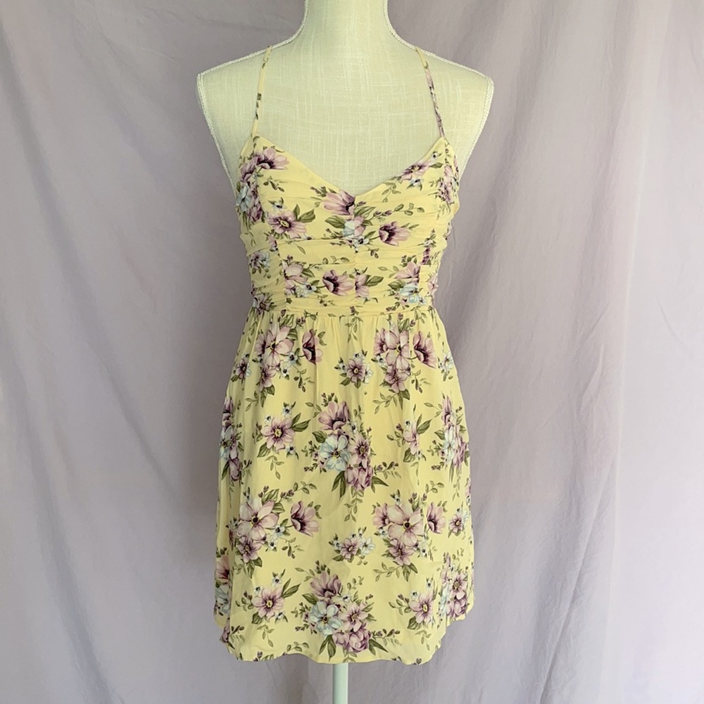 Yellow and floral print sundress